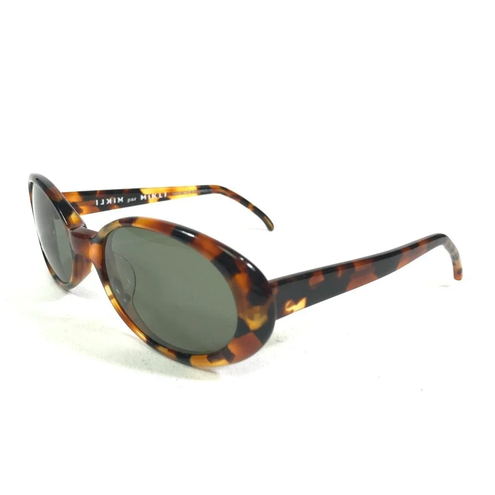 Mikli Sunglasses 6075 COL 281 Small Tortoise Round Frames with Green Lenses